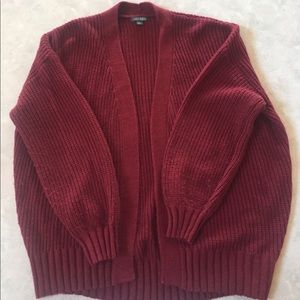 Burgandy Wild Fable Knitted Cable Cardigan